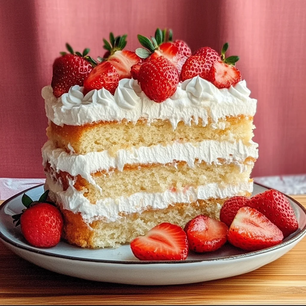 Angel Food Cake with Strawberries & Cream