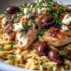 High Protein Mediterranean Chicken Orzo