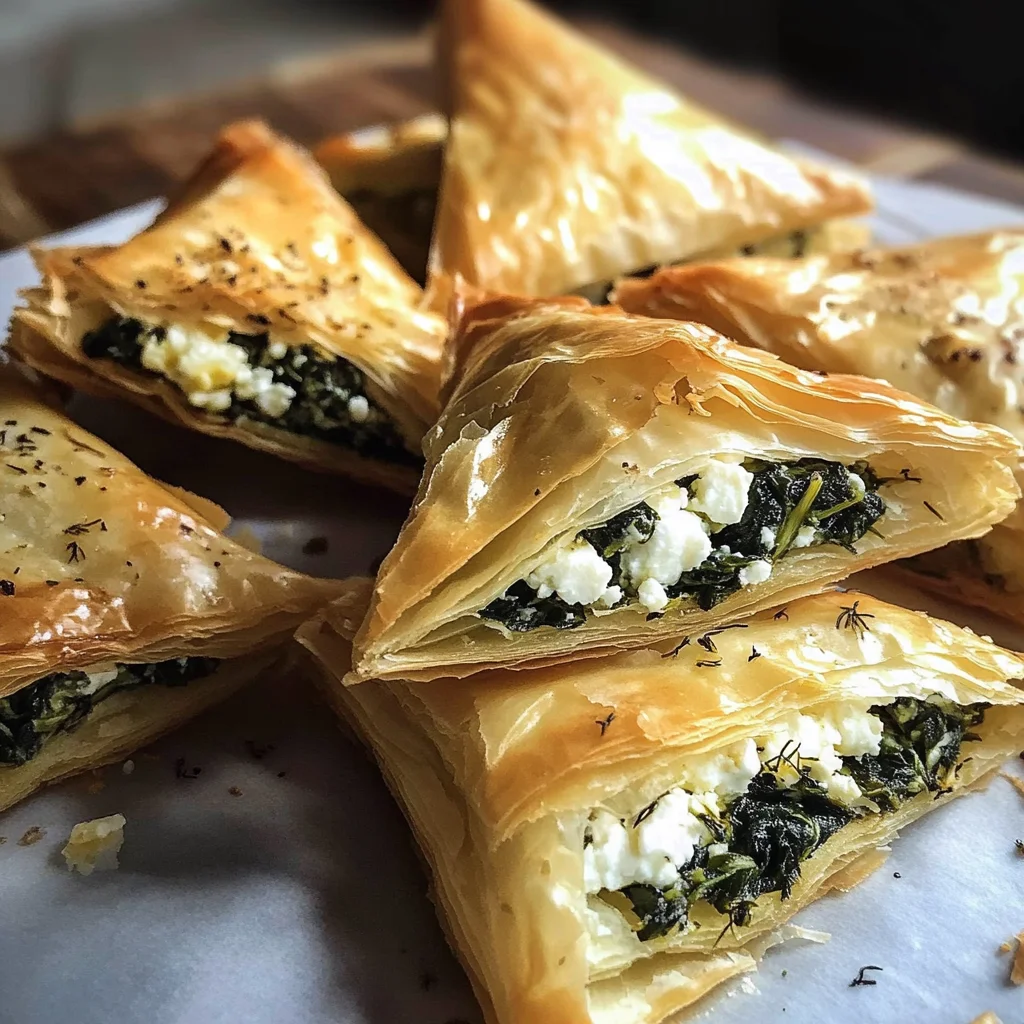 Mediterranean Spinach and Feta Cheese Crisps (Easy Spanakopita Triangles)