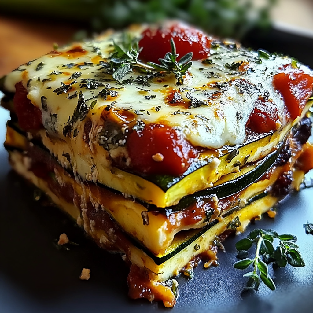 Delicious Layered Mediterranean Eggplant Zucchini Lasagna with Creamy Three-Cheese Drizzle
