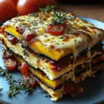 Delicious Layered Mediterranean Eggplant Zucchini Lasagna with Creamy Three-Cheese Drizzle
