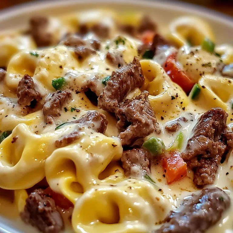 Creamy Provolone Cheesesteak Tortellini Recipe