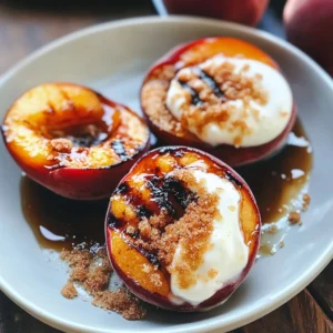 Grilled Peaches with Yogurt & Brown Sugar