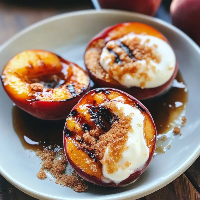 Grilled Peaches with Yogurt & Brown Sugar