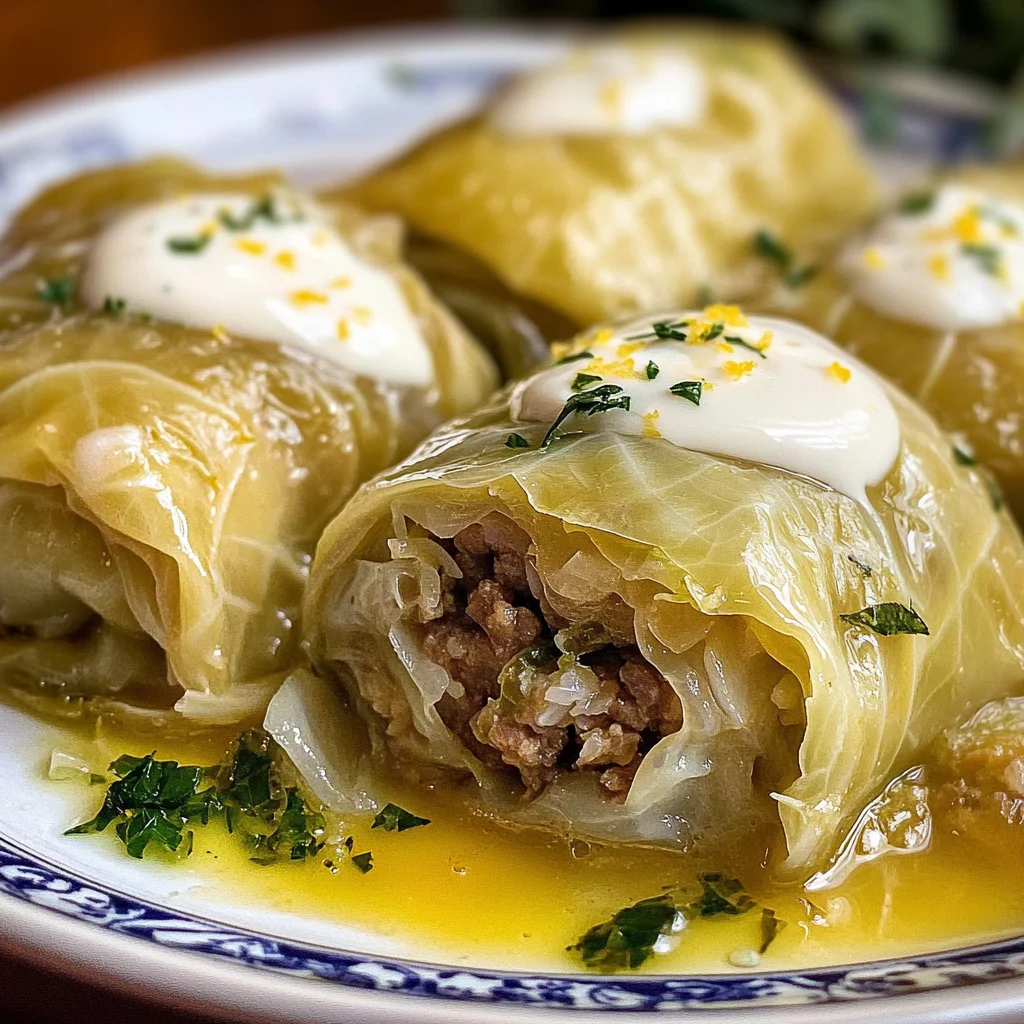Lahanodolmades: Greek Cabbage Rolls with Egg Lemon Sauce