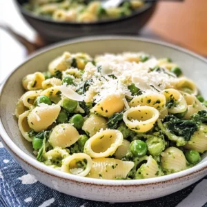 One Pot Spinach Pea Pasta