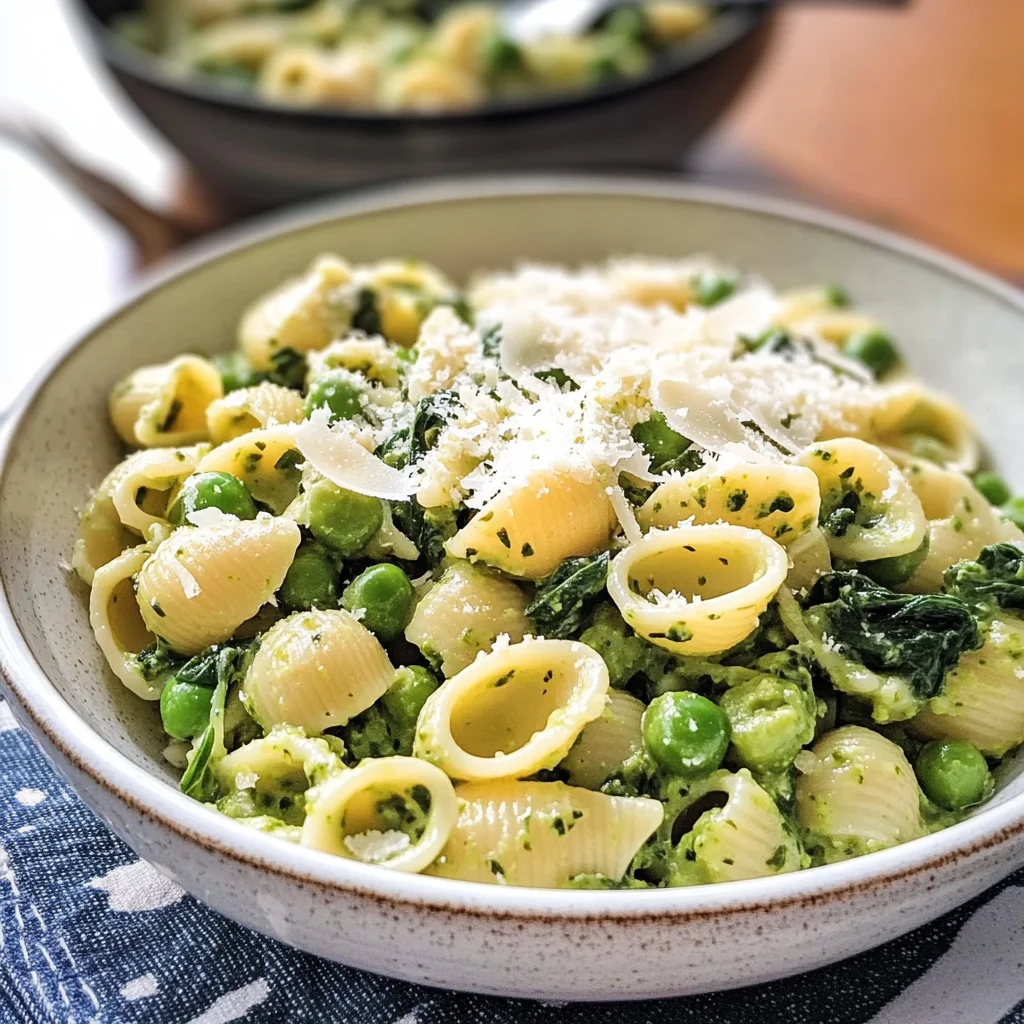 One Pot Spinach Pea Pasta