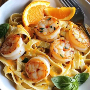 Shrimp Scallop Pasta With Orange Cream Sauce