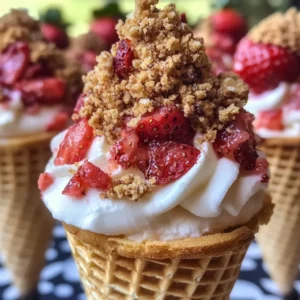 Strawberry Crunch Cheesecake Cones