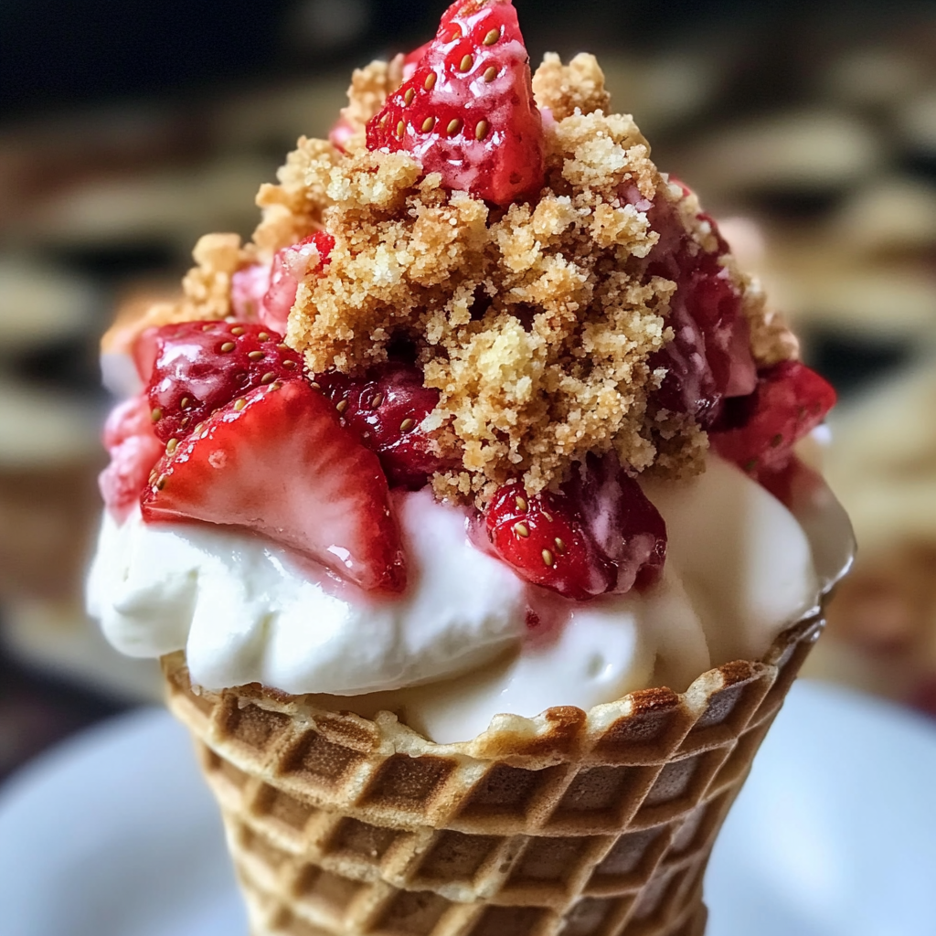 Strawberry Crunch Cheesecake Cones