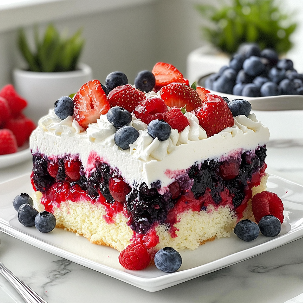 Summer Berry Poke Cake