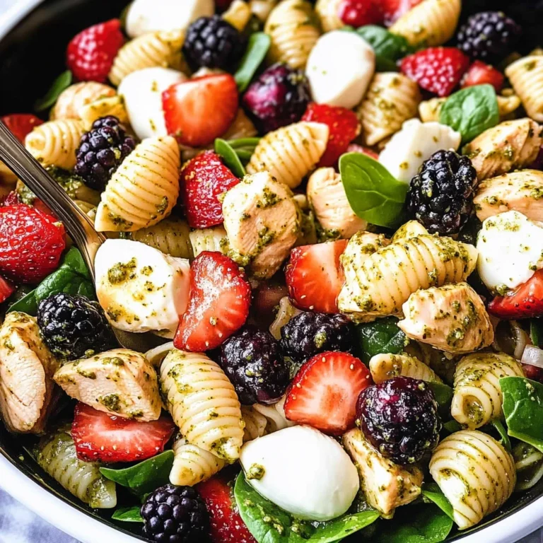 Chicken and Berry Pesto Pasta Salad
