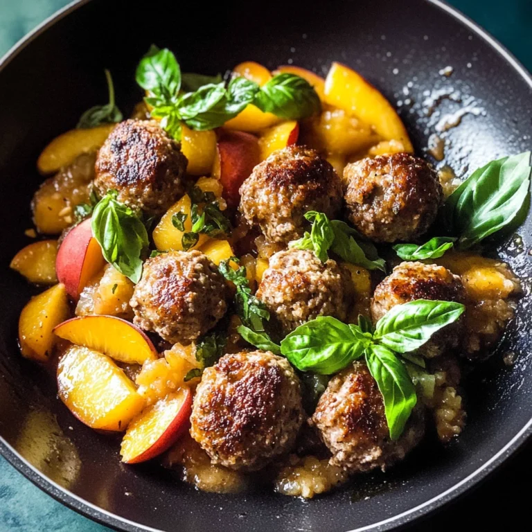 Gingery beef Meatballs with Peaches Basil and Lime