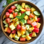 Melon Fruit Salad with Honey, Lime and Mint Dressing