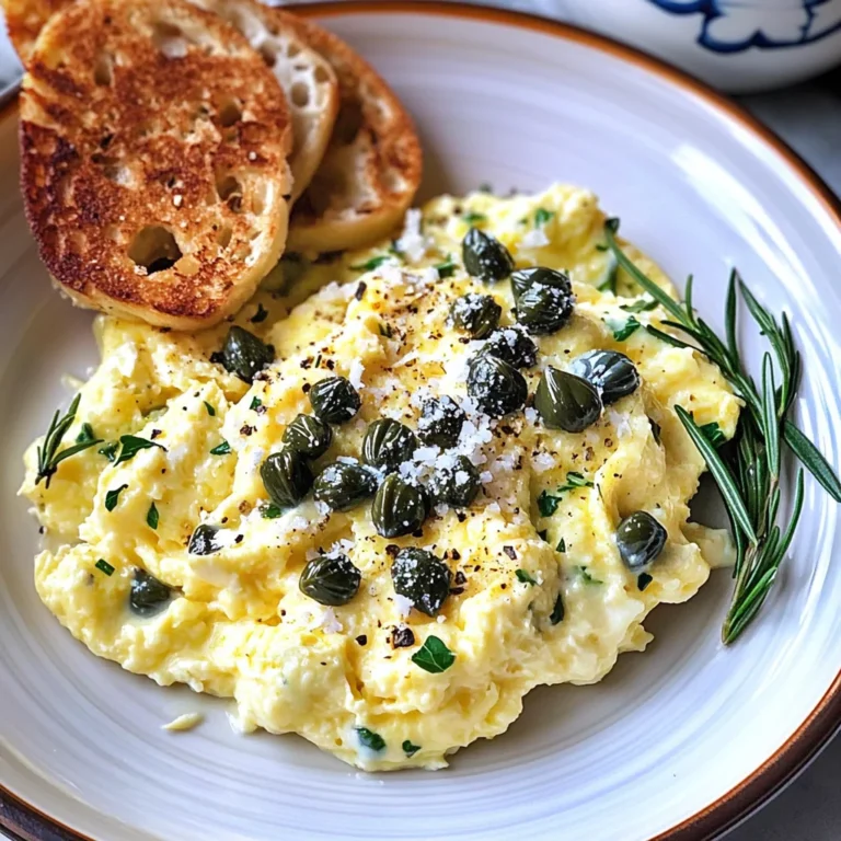 Scrambled Eggs with Cream Rosemary and Capers